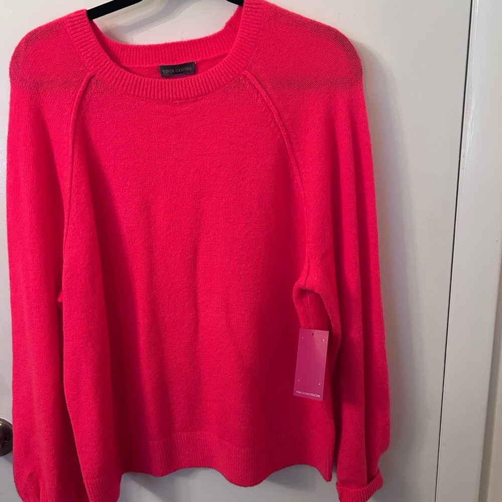 Vince Camuto Vibrant Pink Crew Neck Sweater